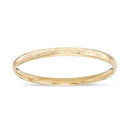 5.0mm Engraved Florentine Bangle in Hollow 14K Gold