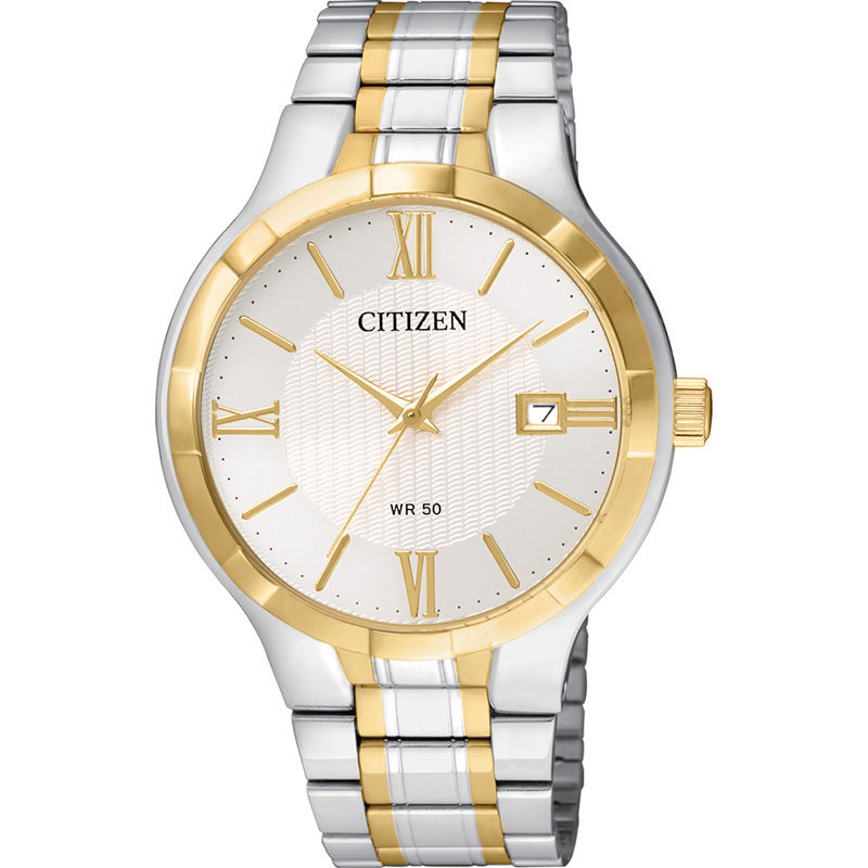 Men's Citizen Quartz Two-Tone Watch with White Dial (Model: BI5024-54A)