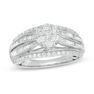 0.75 CT. T.W. Composite Diamond Multi-Row Engagement Ring in 10K White Gold