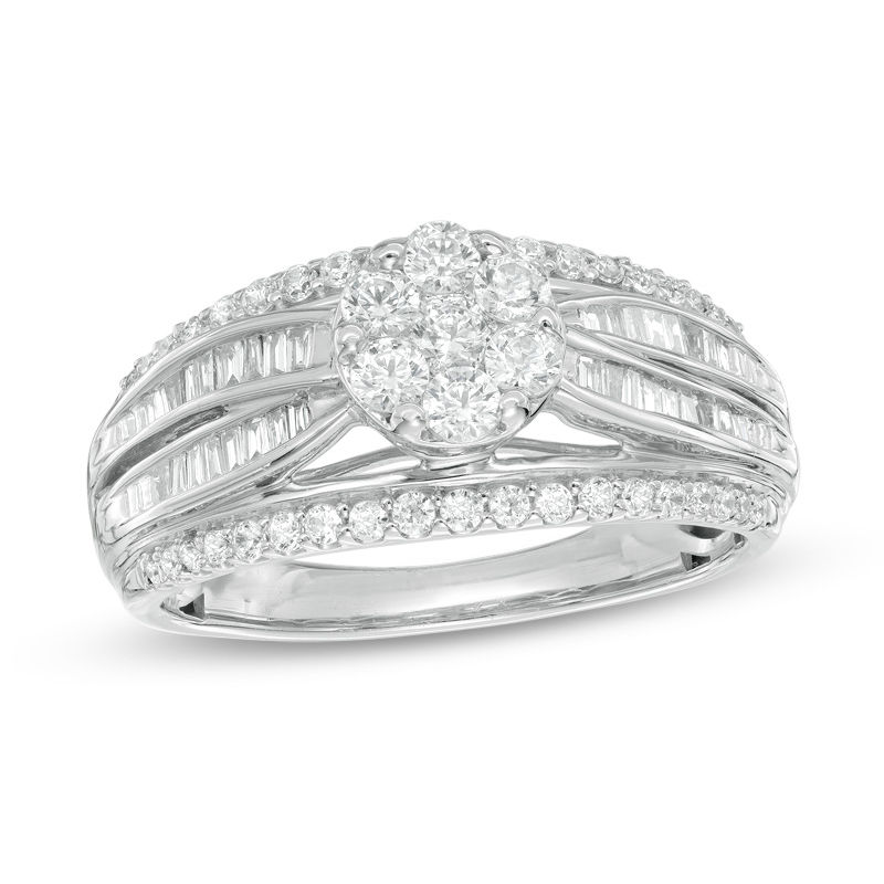 0.75 CT. T.W. Composite Diamond Multi-Row Engagement Ring in 10K White Gold|Peoples Jewellers