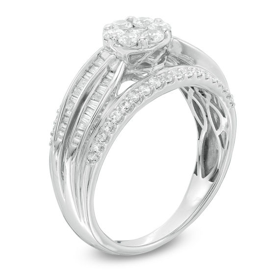 0.75 CT. T.W. Composite Diamond Multi-Row Engagement Ring in 10K White Gold