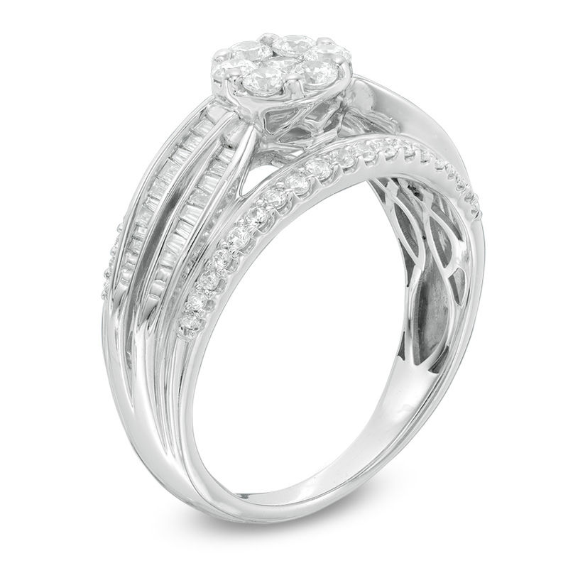 0.75 CT. T.W. Composite Diamond Multi-Row Engagement Ring in 10K White Gold|Peoples Jewellers
