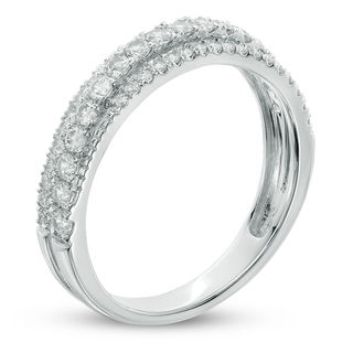 0.58 CT. T.W. Diamond Multi-Row Anniversary Band in 14K White Gold ...