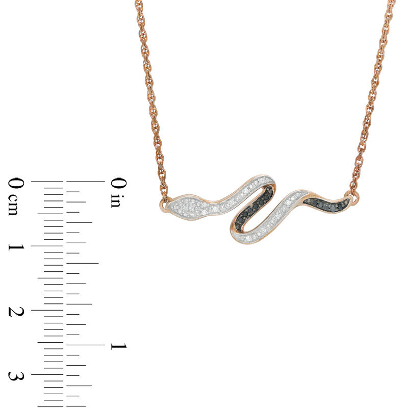 Enhanced Black and White Diamond Accent Snake Necklace in 10K Rose Gold|Peoples Jewellers