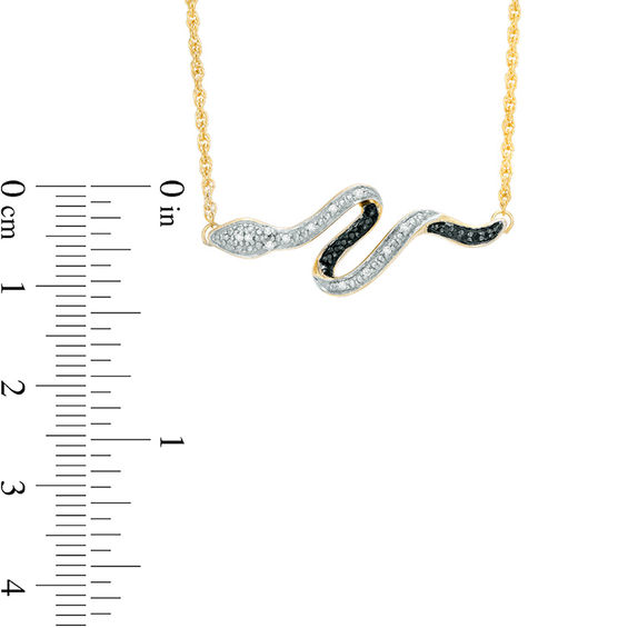 Enhanced Black and White Diamond Accent Snake Necklace in 10K Gold