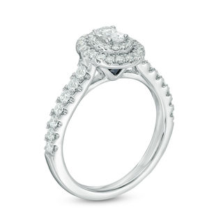 Vera Wang Love Collection 0.70 CT. T.W. Oval Diamond Double Frame Engagement Ring in 14K White Gold