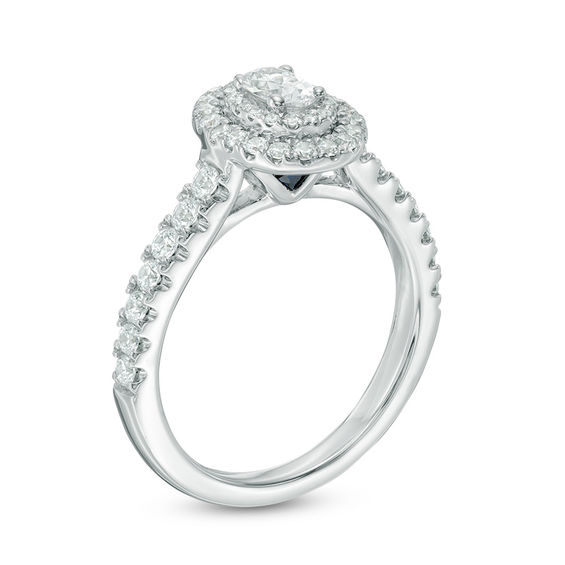 Vera Wang Love Collection 0.70 CT. T.W. Oval Diamond Double Frame Engagement Ring in 14K White Gold