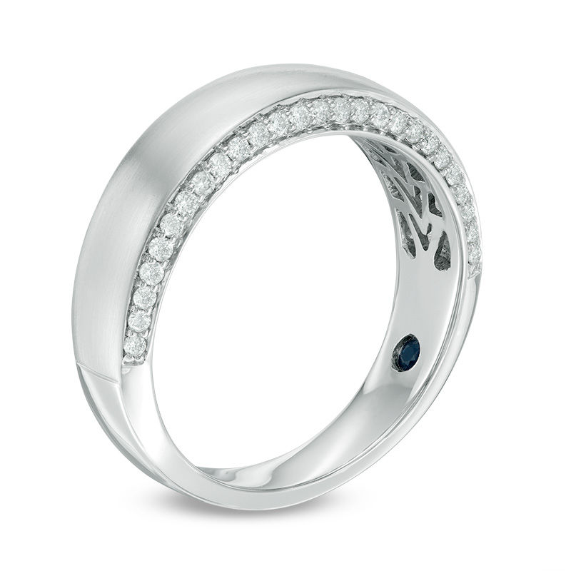 Vera Wang Love Collection Men's 0.37 CT. T.W. Diamond Edge Wedding Band in 14K White Gold|Peoples Jewellers