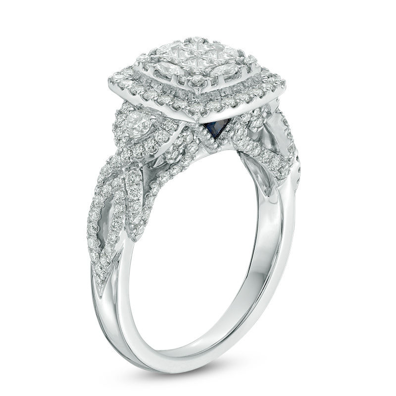Vera Wang Love Collection 1.30 CT. T.W. Quad Princess-Cut Diamond Frame Engagement Ring in 14K White Gold