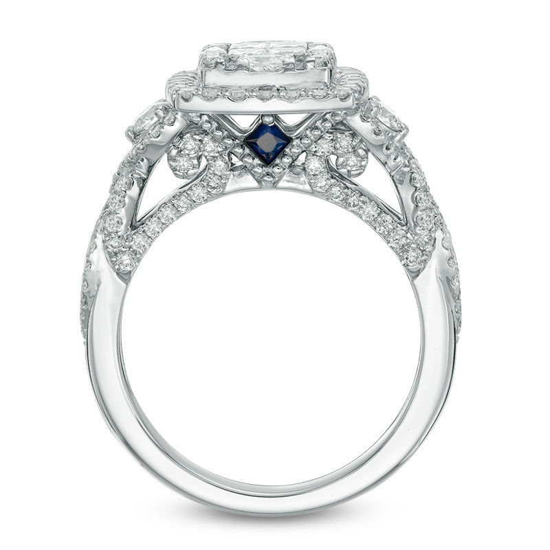 Vera Wang Love Collection 1.30 CT. T.W. Quad Princess-Cut Diamond Frame Engagement Ring in 14K White Gold