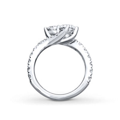 Ever Us™ CT. T.W. Two-Stone Diamond Bypass Ring in 14K White Gold (H-I/I2