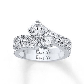 Ever Us™ CT. T.W. Two-Stone Diamond Bypass Ring in 14K White Gold (H-I/I2