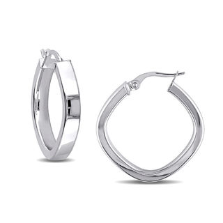 23.0mm Squared Hoop Earrings in 10K White Gold