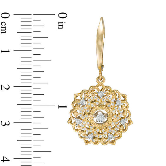 Unstoppable Love™ 0.33 CT. T.W. Diamond Filigree Flower Drop Earrings in 10K Gold