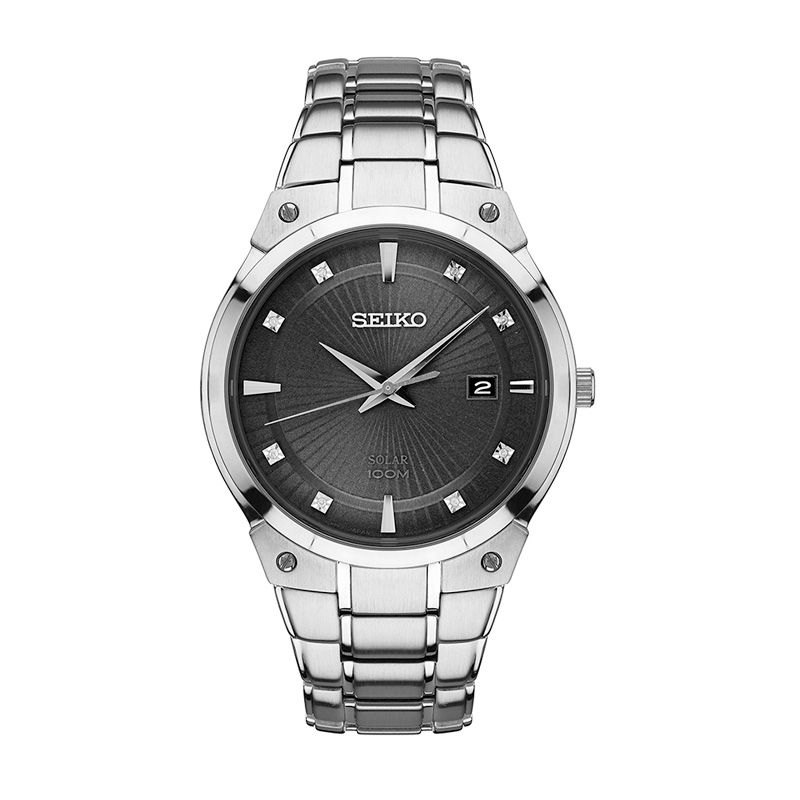 Men's Seiko Core Solar Diamond Accent Watch with Blue Dial (Model: SNE429)|Peoples Jewellers