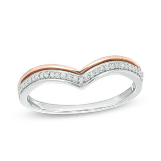 0.09 CT. T.W. Diamond Double Chevron Band in 10K Two-Tone Gold