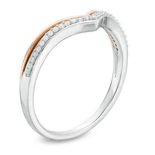 0.09 CT. T.W. Diamond Double Chevron Band in 10K Two-Tone Gold