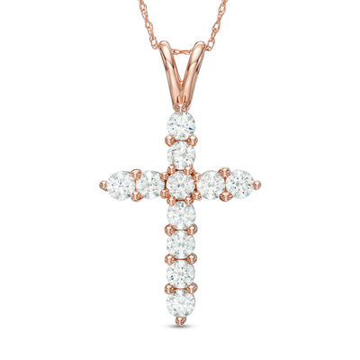 1.20 CT. T.W. Diamond Cross Pendant in 14K Rose Gold