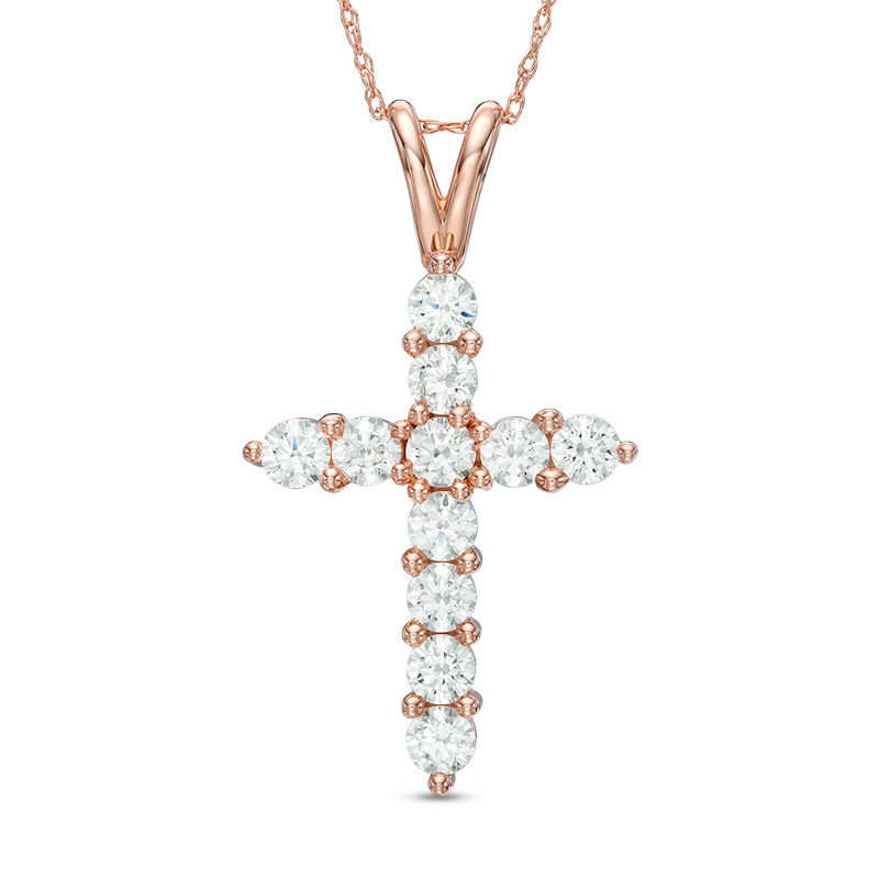 1.20 CT. T.W. Diamond Cross Pendant in 14K Rose Gold|Peoples Jewellers