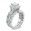 1.00 CT. T.W. Princess-Cut Diamond Frame Vintage-Style Bridal Set in 10K White Gold