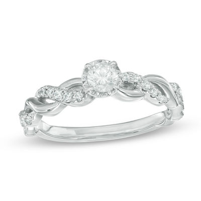 0.33 CT. T.W. Diamond Twist Shank Engagement Ring in 10K White Gold