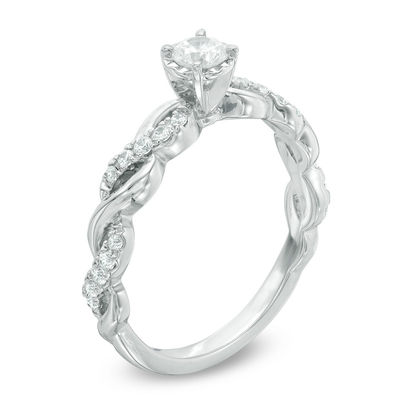 0.33 CT. T.W. Diamond Twist Shank Engagement Ring in 10K White Gold