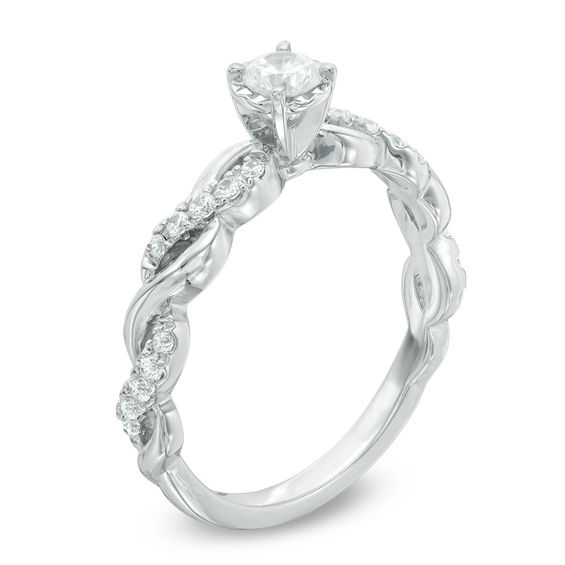 0.33 CT. T.W. Diamond Twist Shank Engagement Ring in 10K White Gold