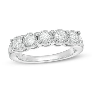 0.50 CT. T.W. Diamond Five Stone Anniversary Band in 10K White Gold