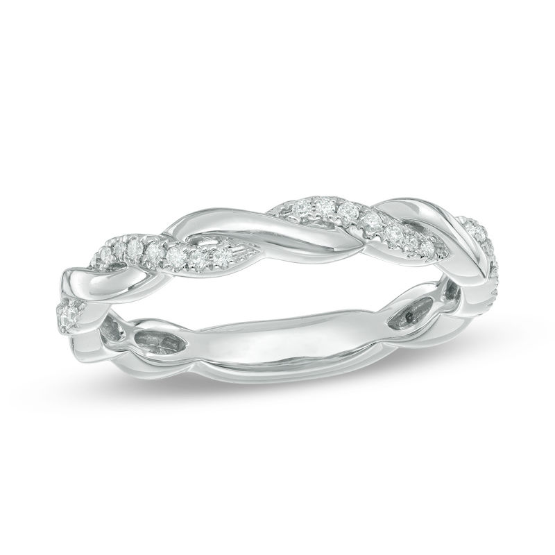 0.12 CT. T.W. Diamond Twist Band in 10K White Gold|Peoples Jewellers