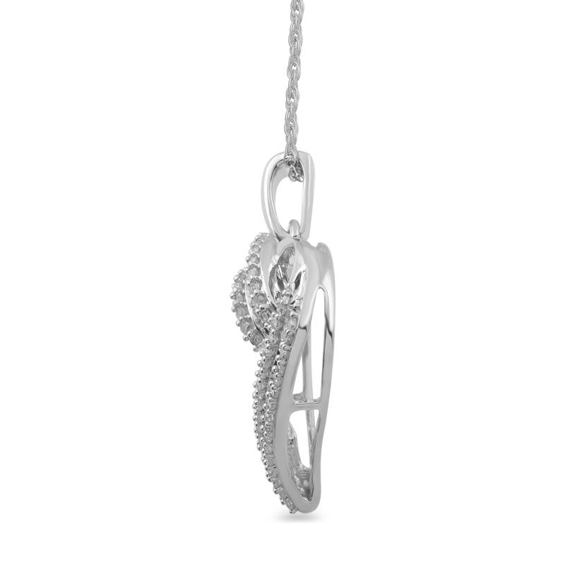 0.25 CT. T.W. Baguette and Round Diamond Heart Pendant in 10K White Gold