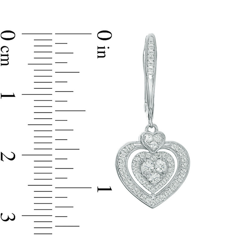 0.50 CT. T.W. Composite Diamond Heart Frame Drop Earrings in 10K White Gold|Peoples Jewellers