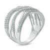 0.37 CT. T.W. Diamond Split Shank Layered Crossover Ring in 10K White Gold