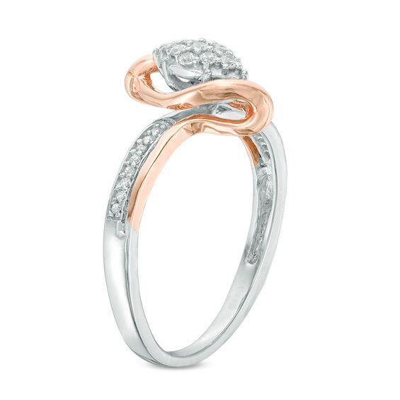 0.15 CT. T.W. Composite Diamond Marquise Bypass Promise Ring in Sterling Silver and 10K Rose Gold