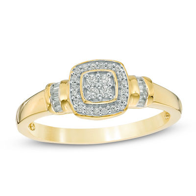 0.15 CT. T.W. Quad Diamond Frame Collar Promise Ring in 10K Gold