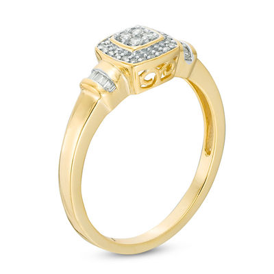 0.15 CT. T.W. Quad Diamond Frame Collar Promise Ring in 10K Gold