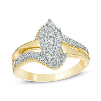 0.23 CT. T.W. Composite Diamond Marquise Bypass Promise Ring in 10K Gold