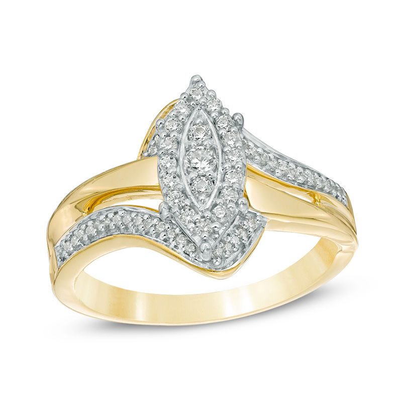 0.23 CT. T.W. Composite Diamond Marquise Bypass Promise Ring in 10K Gold|Peoples Jewellers