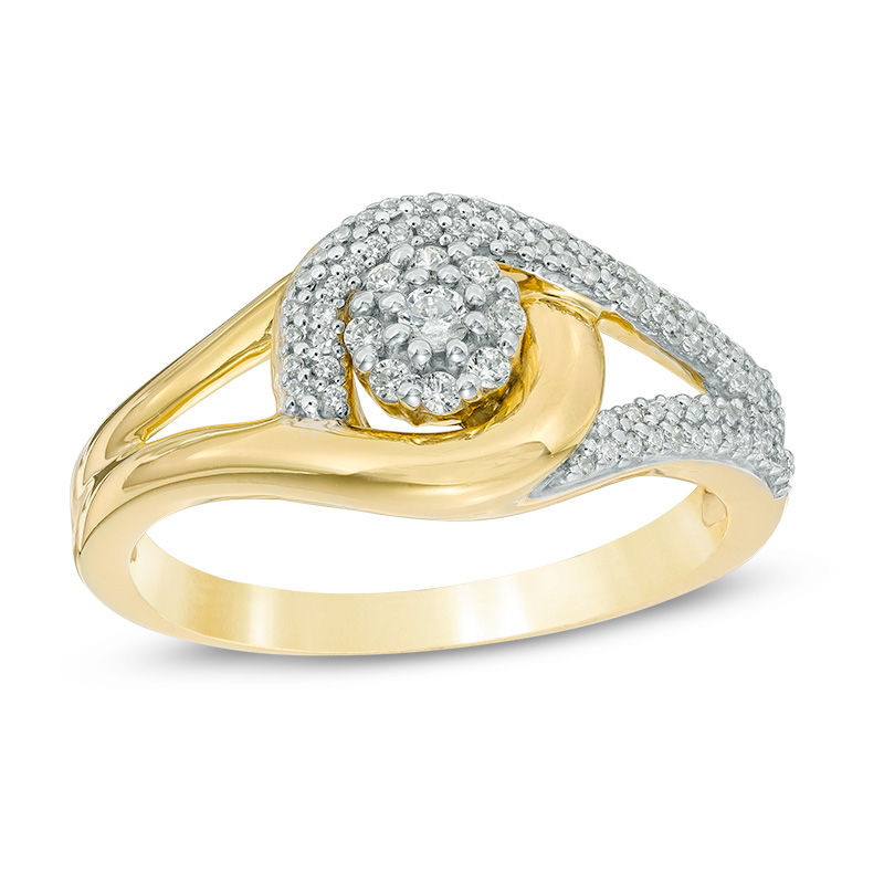 0.23 CT. T.W. Composite Diamond Split Shank Bypass Ring in 10K Gold|Peoples Jewellers