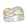 0.15 CT. T.W. Diamond Wavy Crossover Band in Sterling Silver and 10K Gold