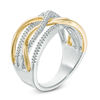 0.15 CT. T.W. Diamond Wavy Crossover Band in Sterling Silver and 10K Gold