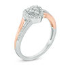 Thumbnail Image 1 of 0.18 CT. T.W. Diamond Heart Frame Promise Ring in Sterling Silver and 10K Rose Gold