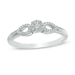 0.065 CT. T.W. Diamond Tri-Sides Infinity Shank Promise Ring in Sterling  Silver