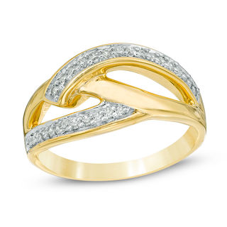 0.18 CT. T.W. Diamond Split Shank Layered Crossover Ring in 10K Gold