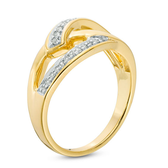 0.18 CT. T.W. Diamond Split Shank Layered Crossover Ring in 10K Gold