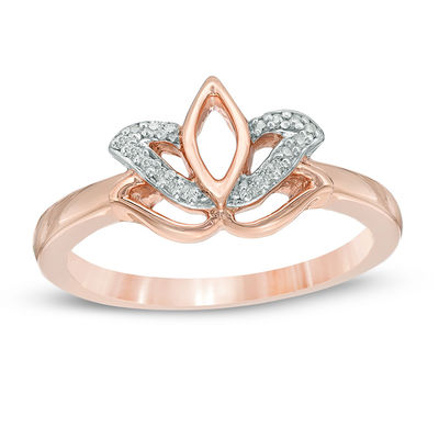 Diamond Accent Lotus Flower Ring in 10K Rose Gold