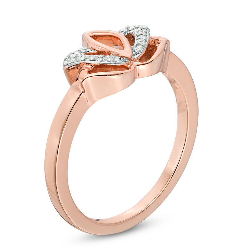 Diamond Accent Lotus Flower Ring in 10K Rose Gold|Peoples Jewellers