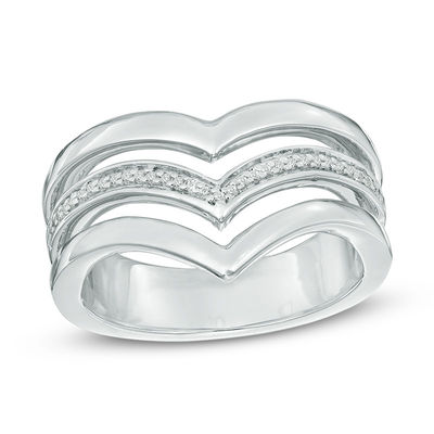 0.09 CT. T.W. Diamond Multi-Row Chevron Band in Sterling Silver