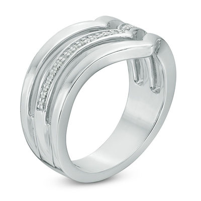 0.09 CT. T.W. Diamond Multi-Row Chevron Band in Sterling Silver