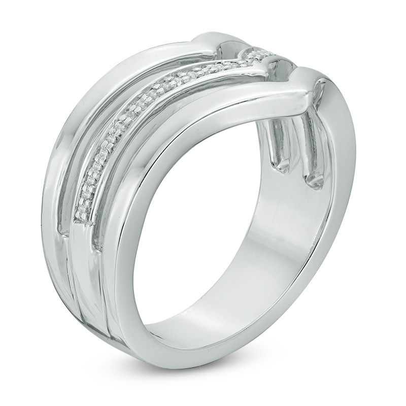 0.09 CT. T.W. Diamond Multi-Row Chevron Band in Sterling Silver|Peoples Jewellers