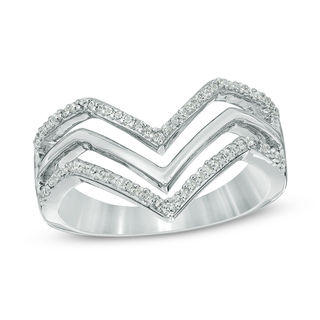 0.18 CT. T.W. Diamond Triple Row Chevron Band in Sterling Silver